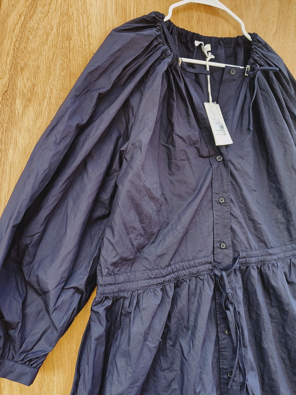 Free Assembly Navy Blue Button-Front Drawstring Maxi Dress Size XL NWT Ne - Picture 3 of 15